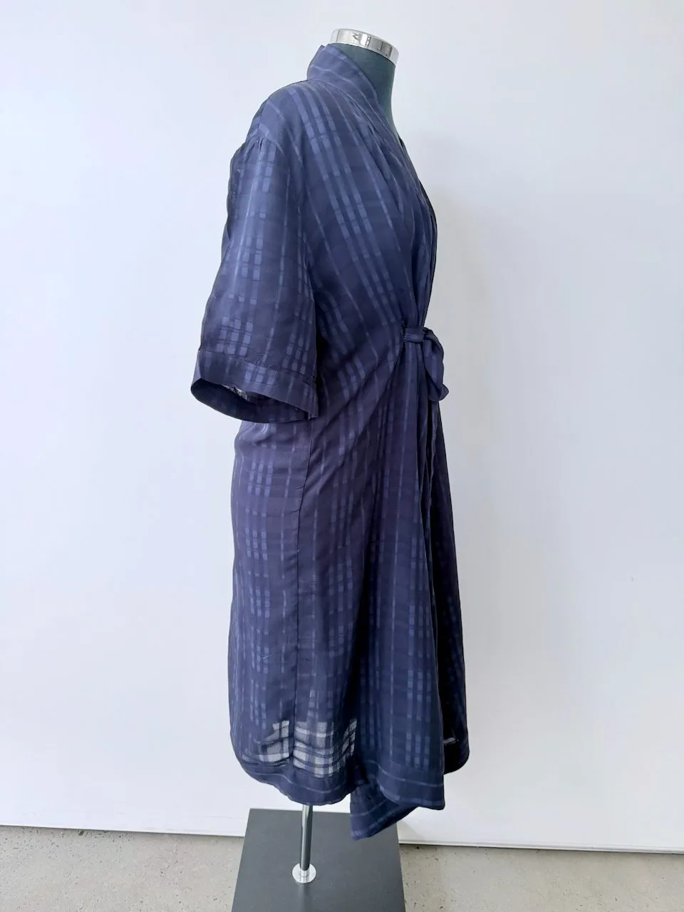 búl Kimono Wrap Dress Blue Textured Semi Sheer | Size 12–14 – photo 6