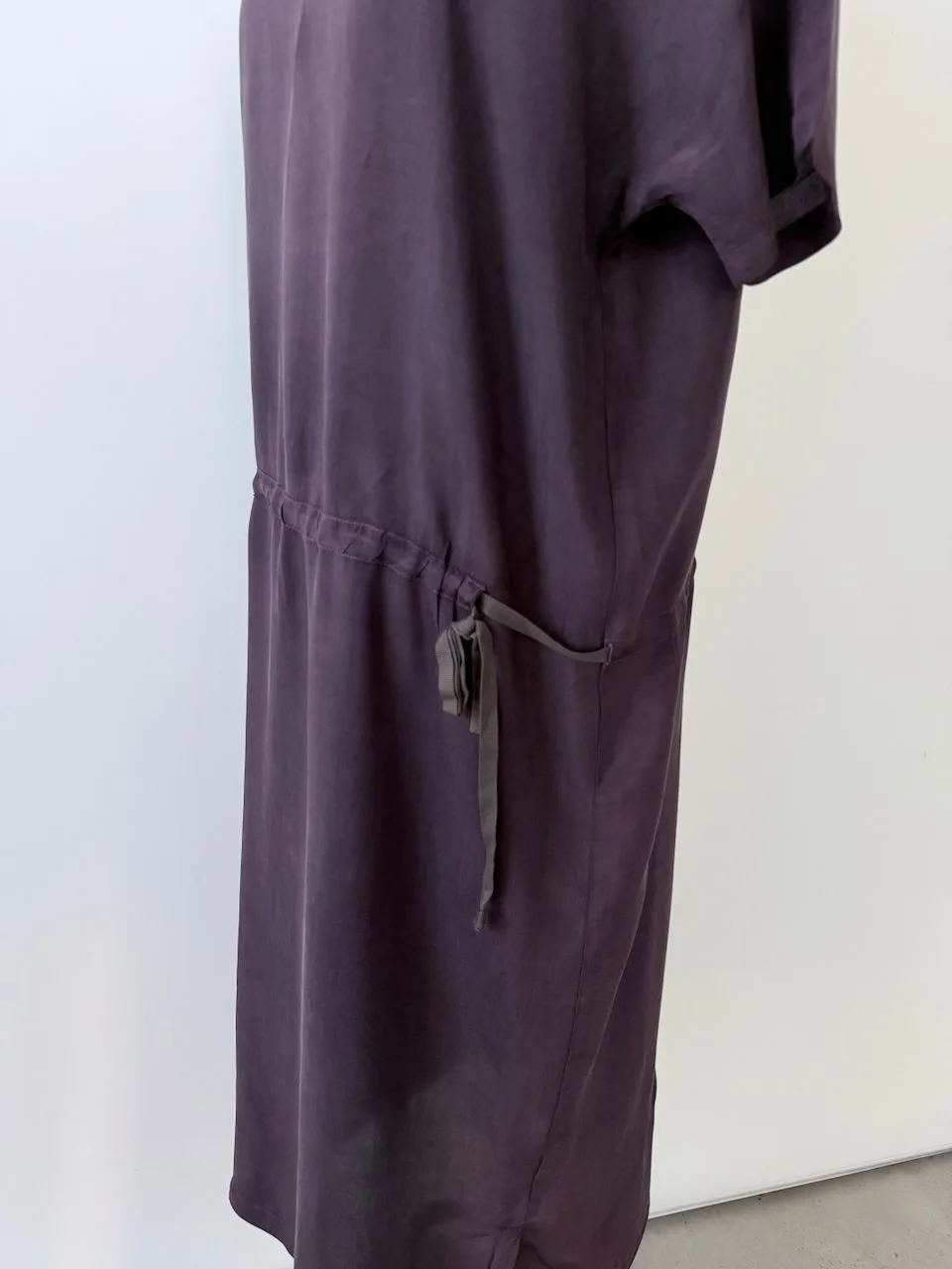 Humanoid Drawstring Tee Dress Deep Plum | Size L | European Designer – photo 5