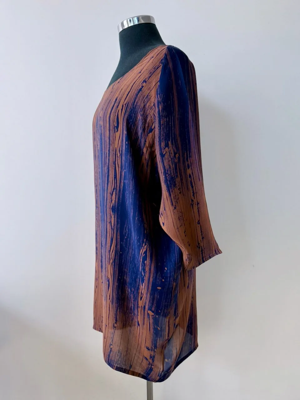 H. Fredriksson for Anthropologie Silk Tunic | Indigo / Copper | L – photo 3