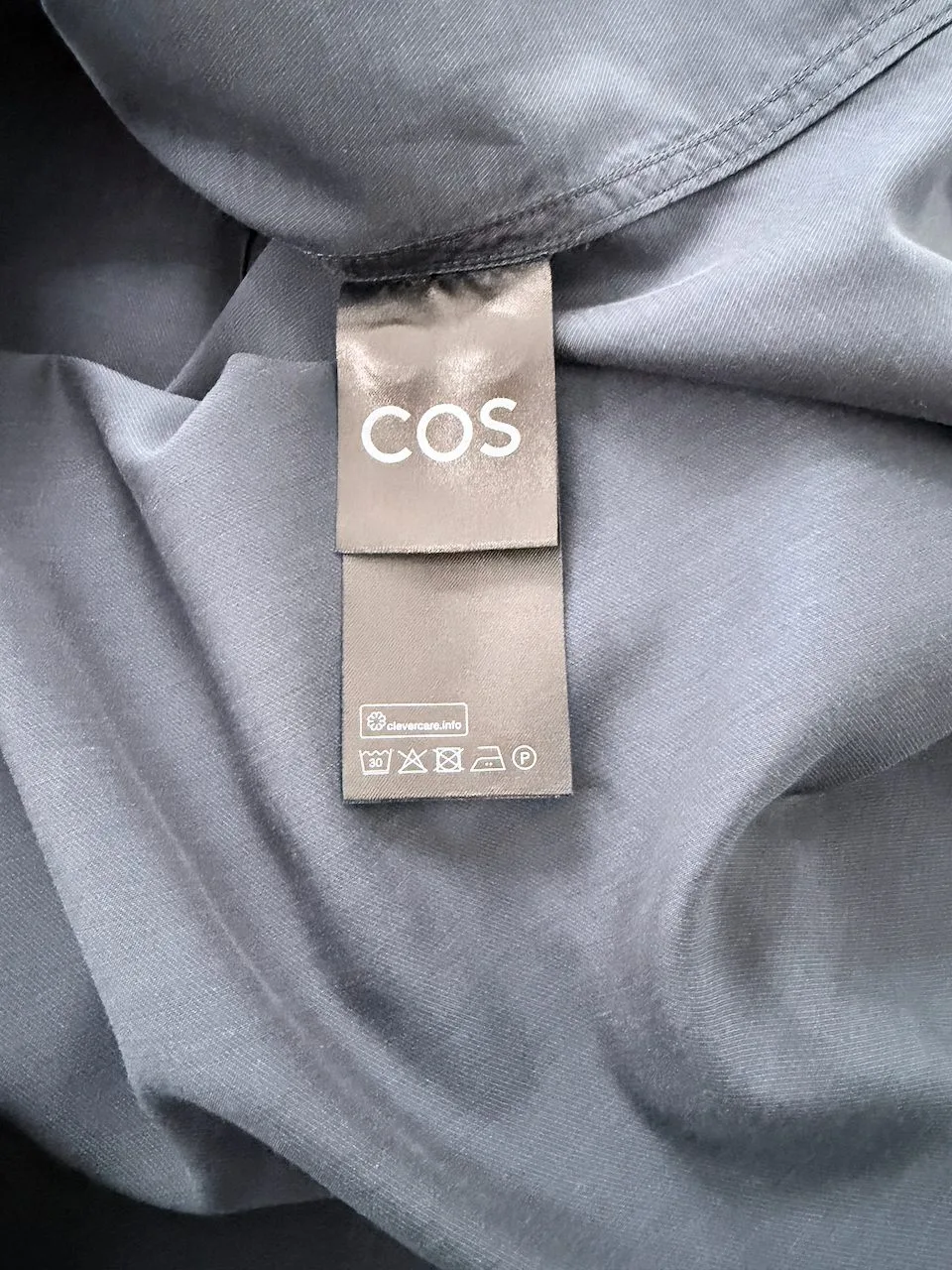 COS Navy Shirt Cotton Blend Subtle Sheen | Size 36 XS – photo 8