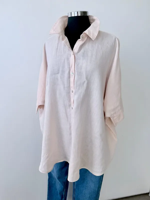 Witchery Relaxed Linen Shirt | Soft Shell Pink | size 16