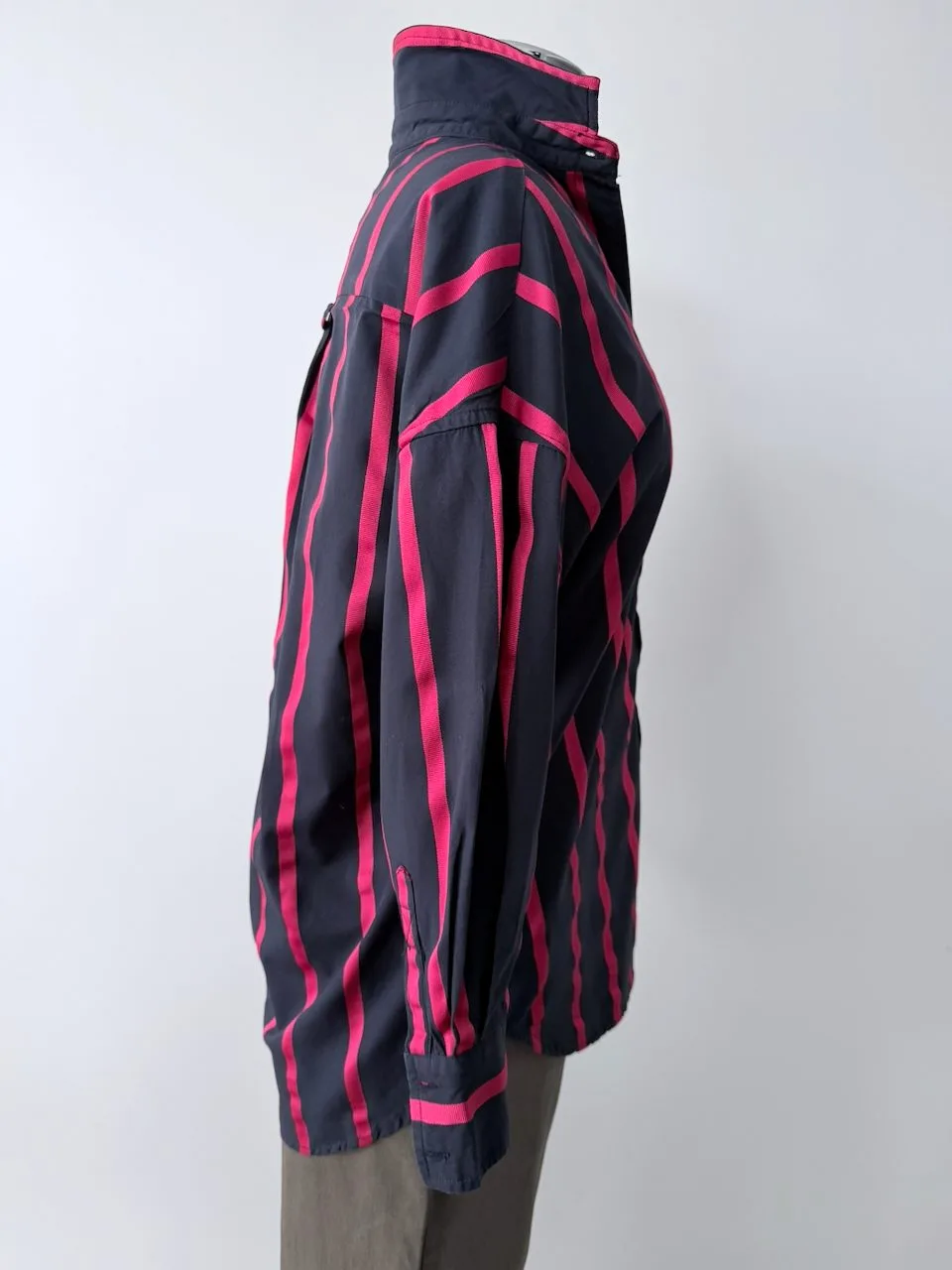 Alexandra Relaxed Textured Stripe Shirt Navy Red | Size 10 – photo 5