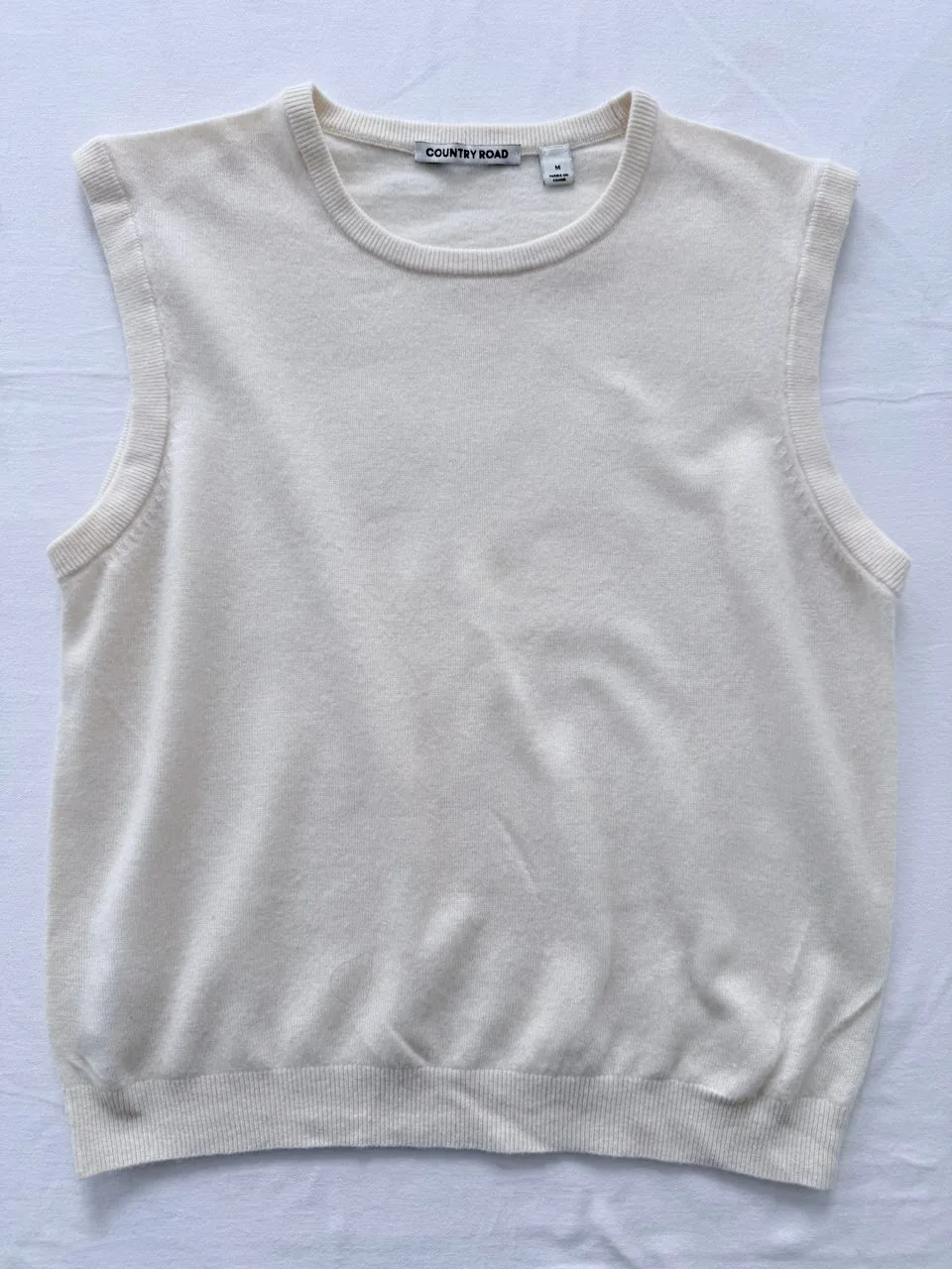 Country Road 100% Merino Sleeveless Knit | Off-White – photo 4