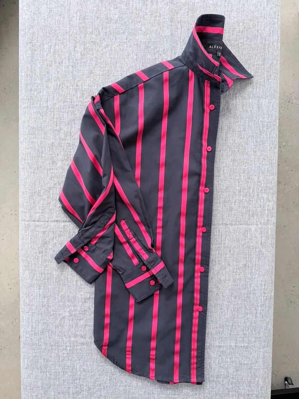 Alexandra Relaxed Textured Stripe Shirt Navy Red | Size 10 – photo 7