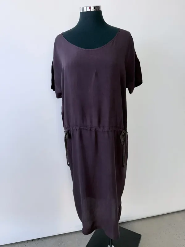 Humanoid Drawstring Tee Dress Deep Plum | Size L | European Designer