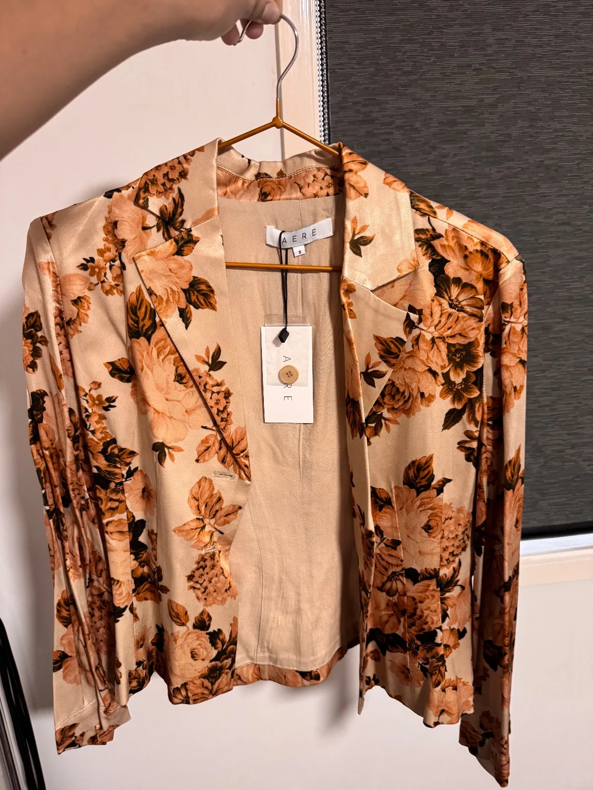 AERE Floral Satin Blazer — photo 6