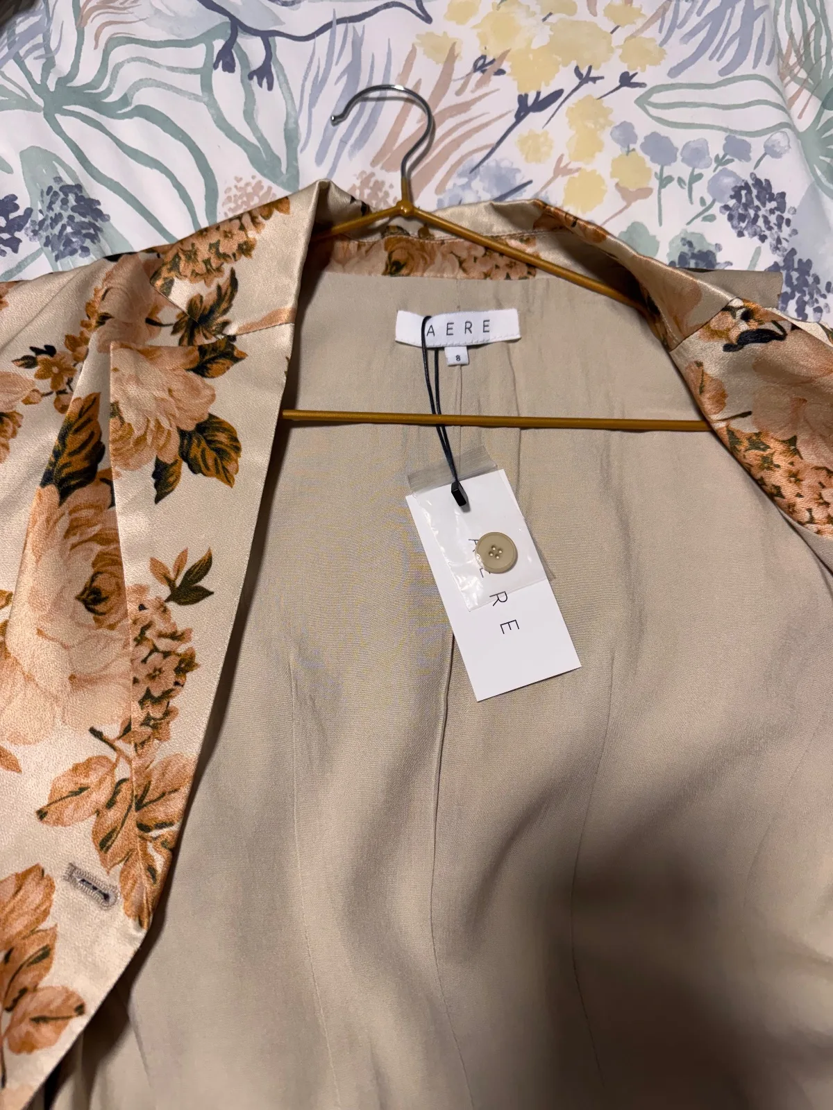 AERE Floral Satin Blazer — photo 3
