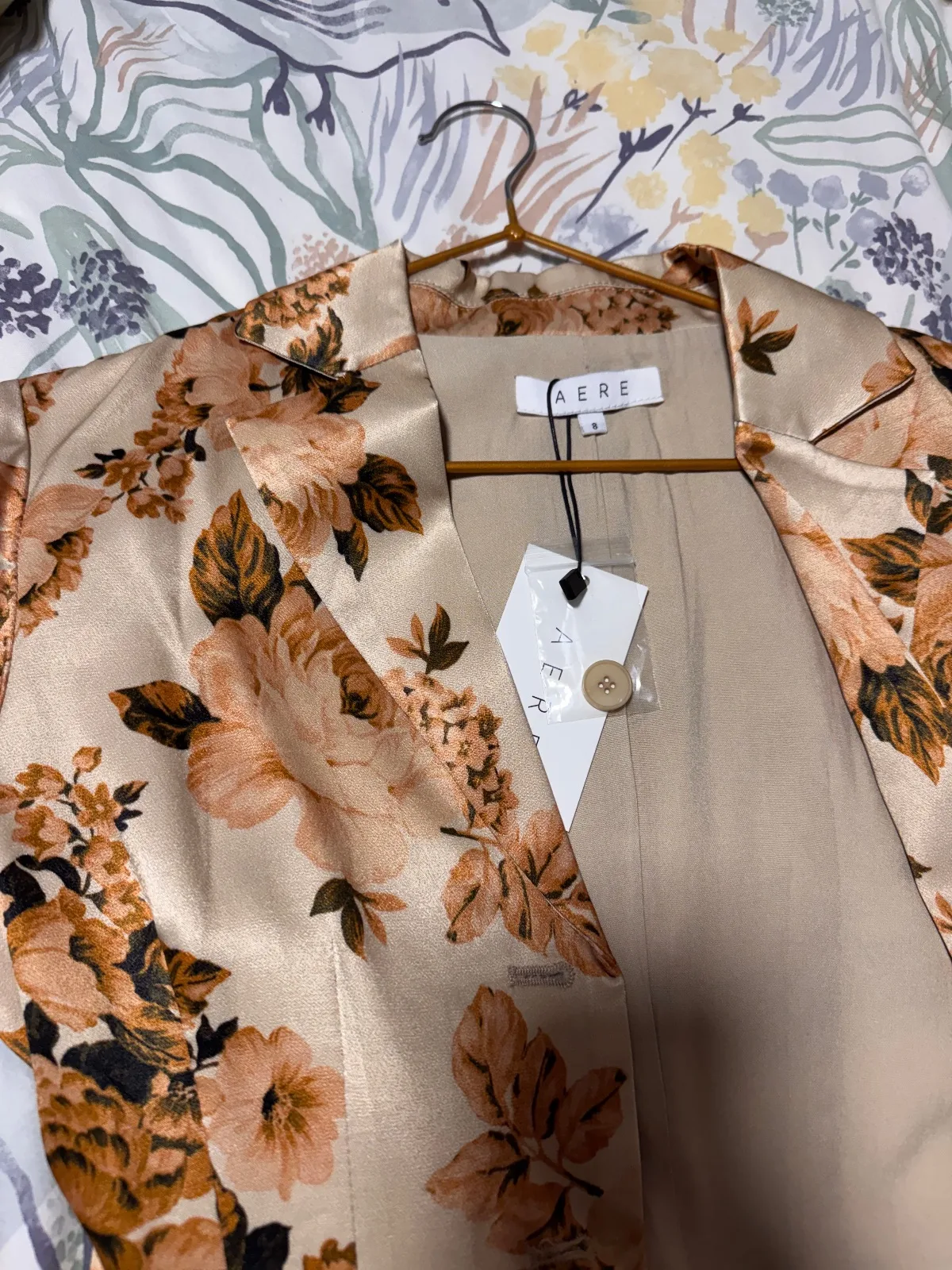 AERE Floral Satin Blazer — photo 4
