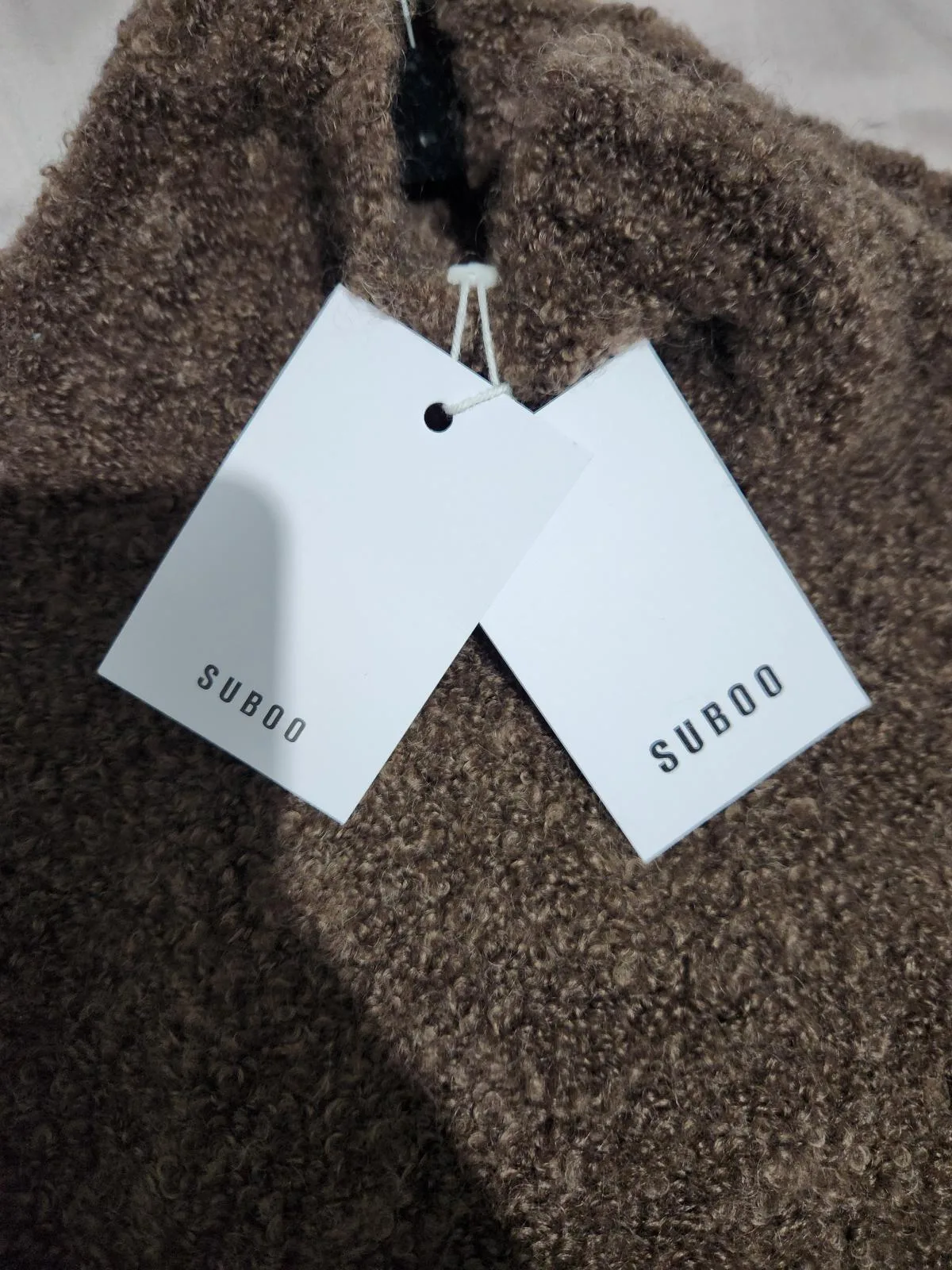 SUBOO Brown Bouclé Knit Turtleneck Pullover Jumper Long Sleeve Stretch M/L — photo 2