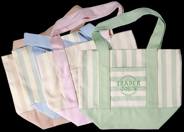 ★ TRADER JOE'S MINI CANVAS TOTE BAG ★ - Pastel Stripes Release | USA EXCLUSIVE