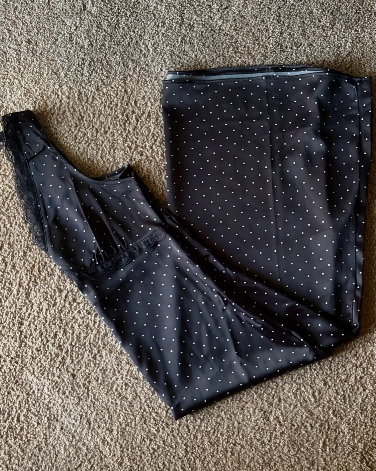 🖤 Black Polka Dot Satin Maxi Dress — photo 2