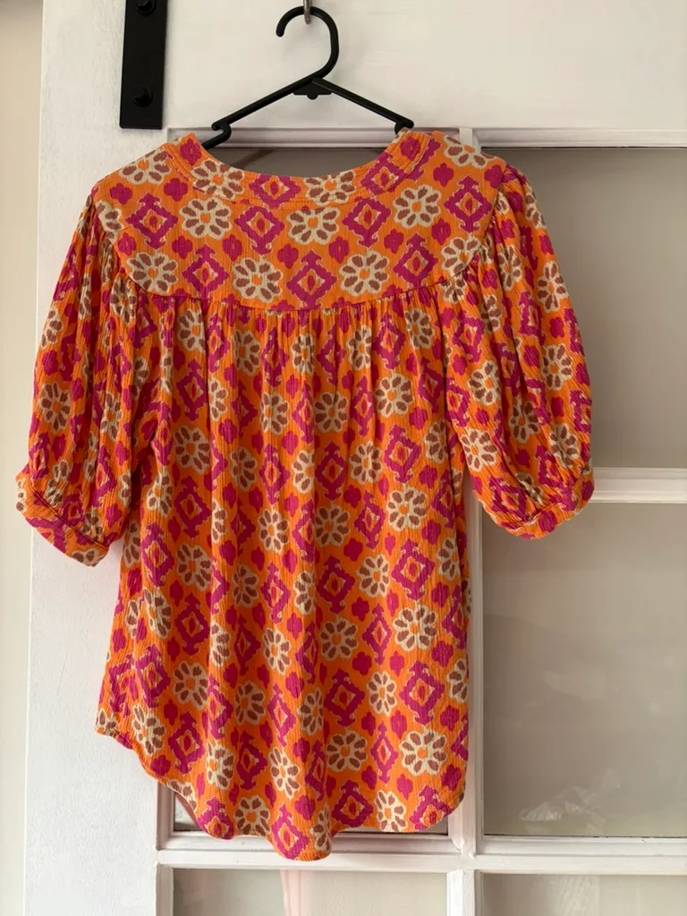 Susanne Grae Orange Pink Blouse Boho Small – photo 4