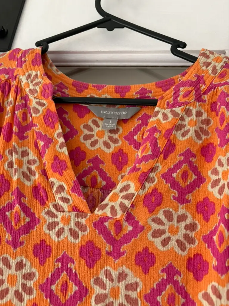 Susanne Grae Orange Pink Blouse Boho Small – photo 2