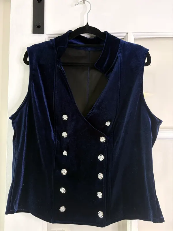 Navy Velvet Waistcoat Size XL