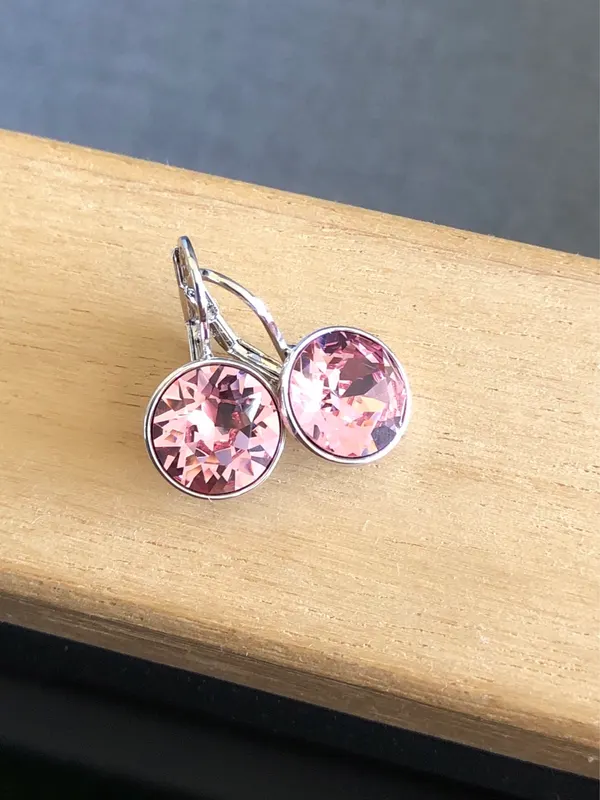 Pink crystal drop earrings