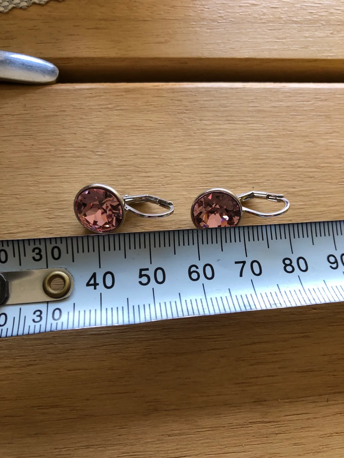 Pink crystal drop earrings — photo 8