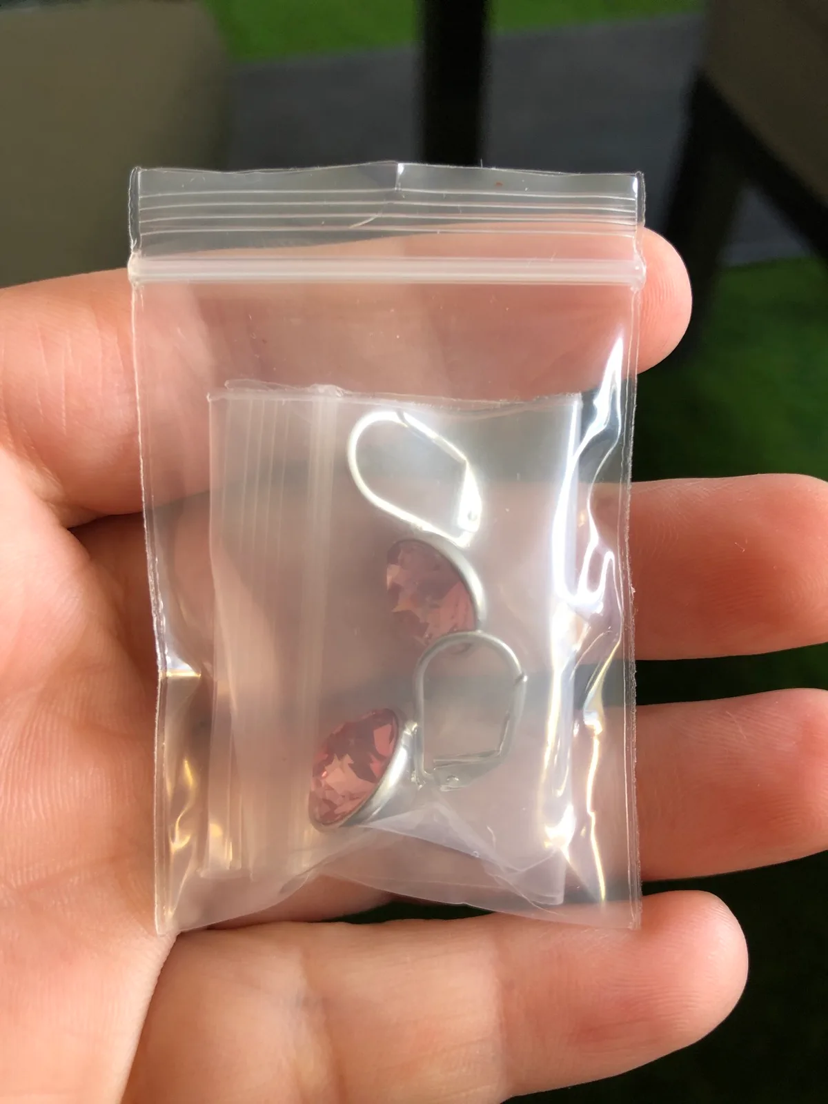 Pink crystal drop earrings — photo 10