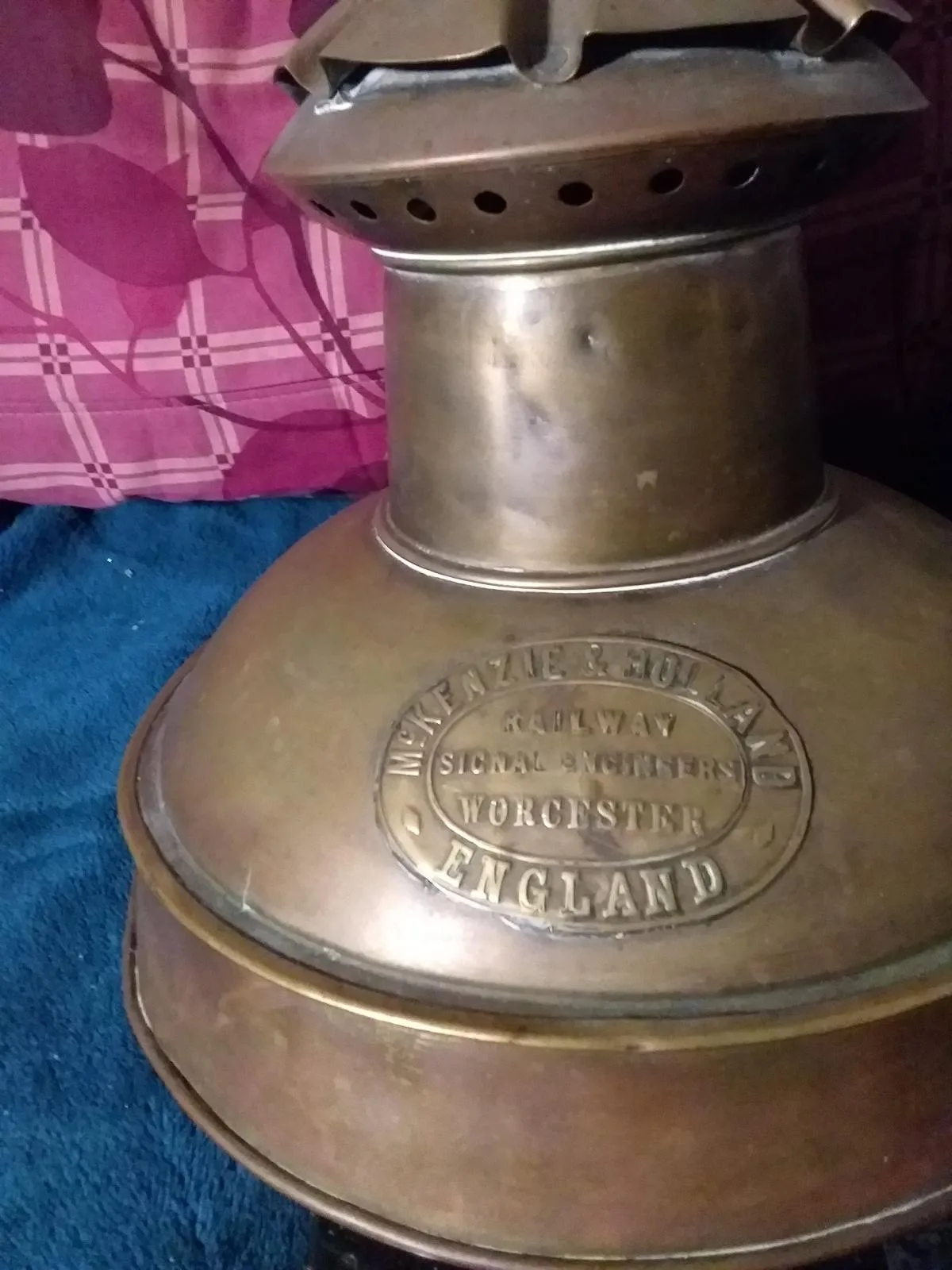 Train 1890s antique brass oil lamp top extremely large went on 60ft signal tower — photo 4