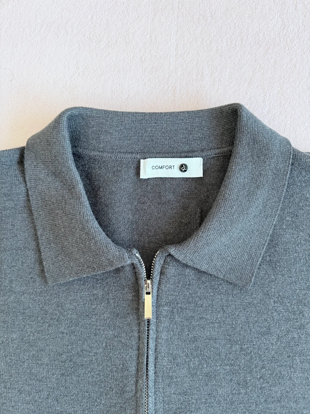 Charcoal Grey Quarter-Zip Knit Polo Sweater — photo 3