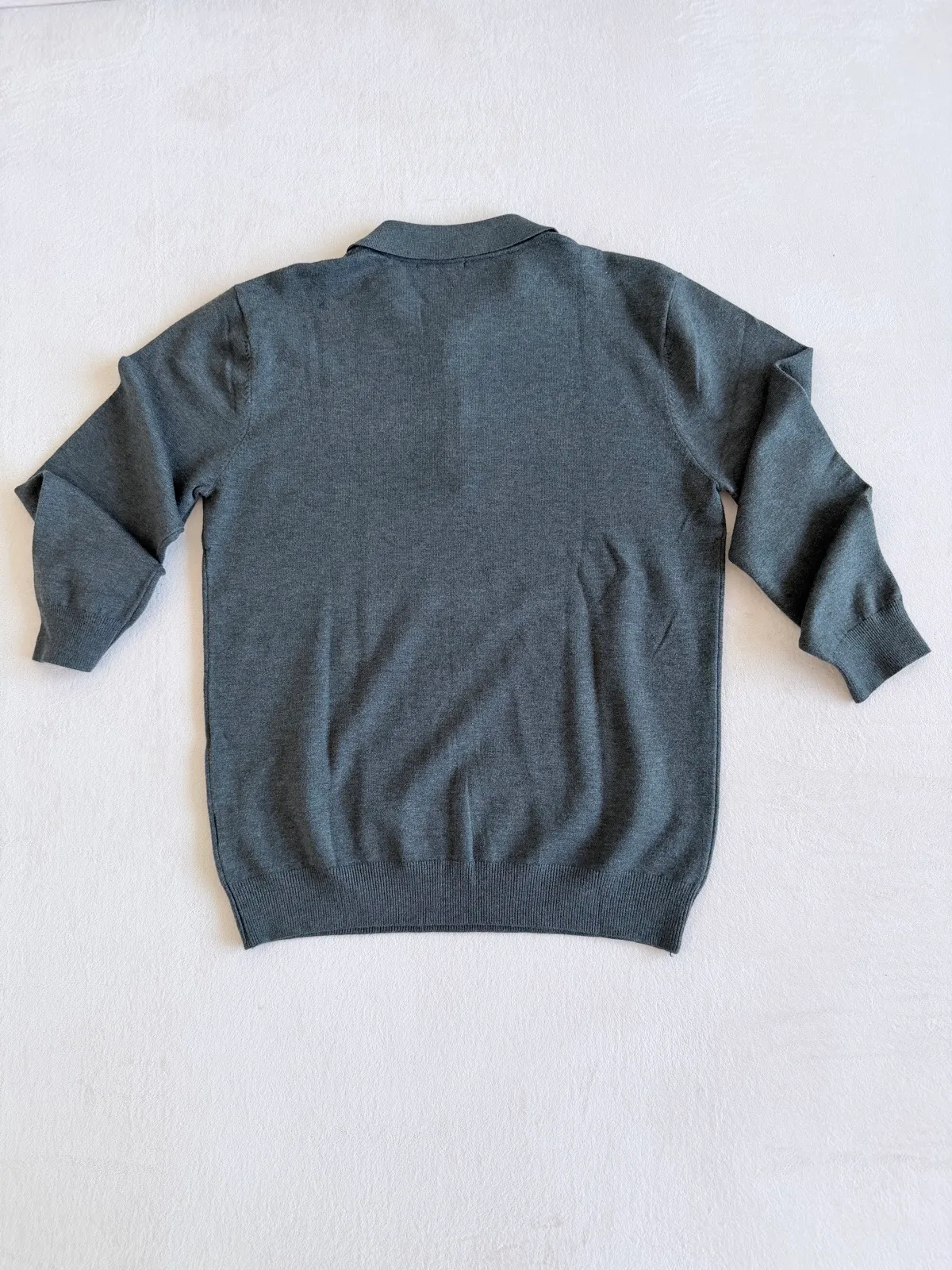 Charcoal Grey Quarter-Zip Knit Polo Sweater — photo 2