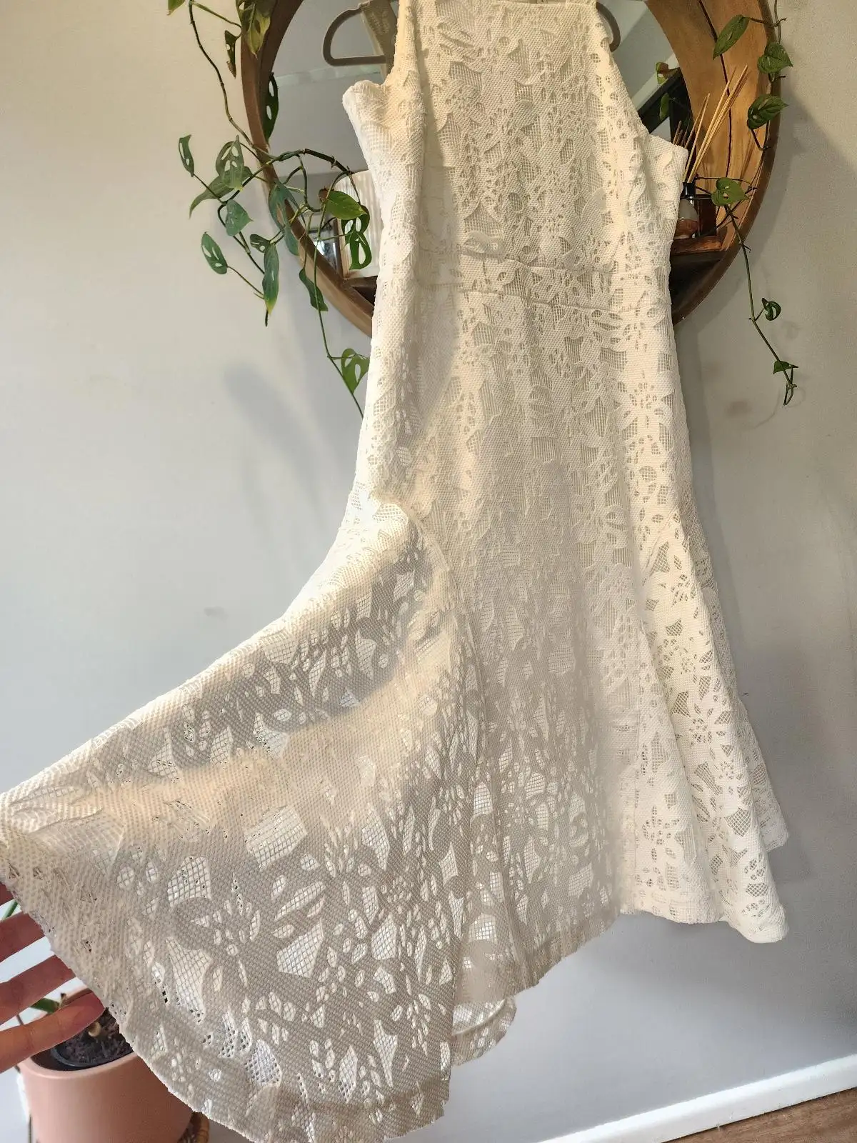 Country Road Cream White Lace Romantic Elegance Midi Dress Size 14 Bridal Cockta – photo 2