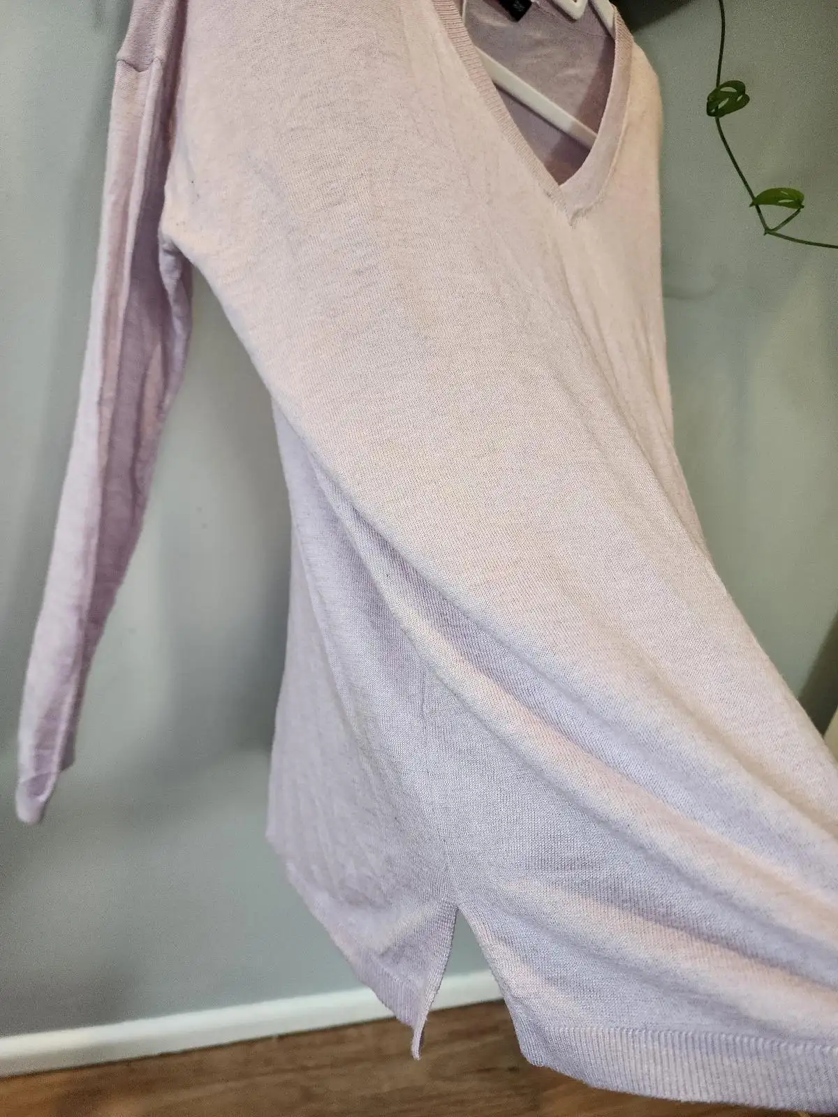 MNG V-Neck Cashmere Blend Sweater Size S Lilac Pastel Knit Jumper Clean Girl – photo 5