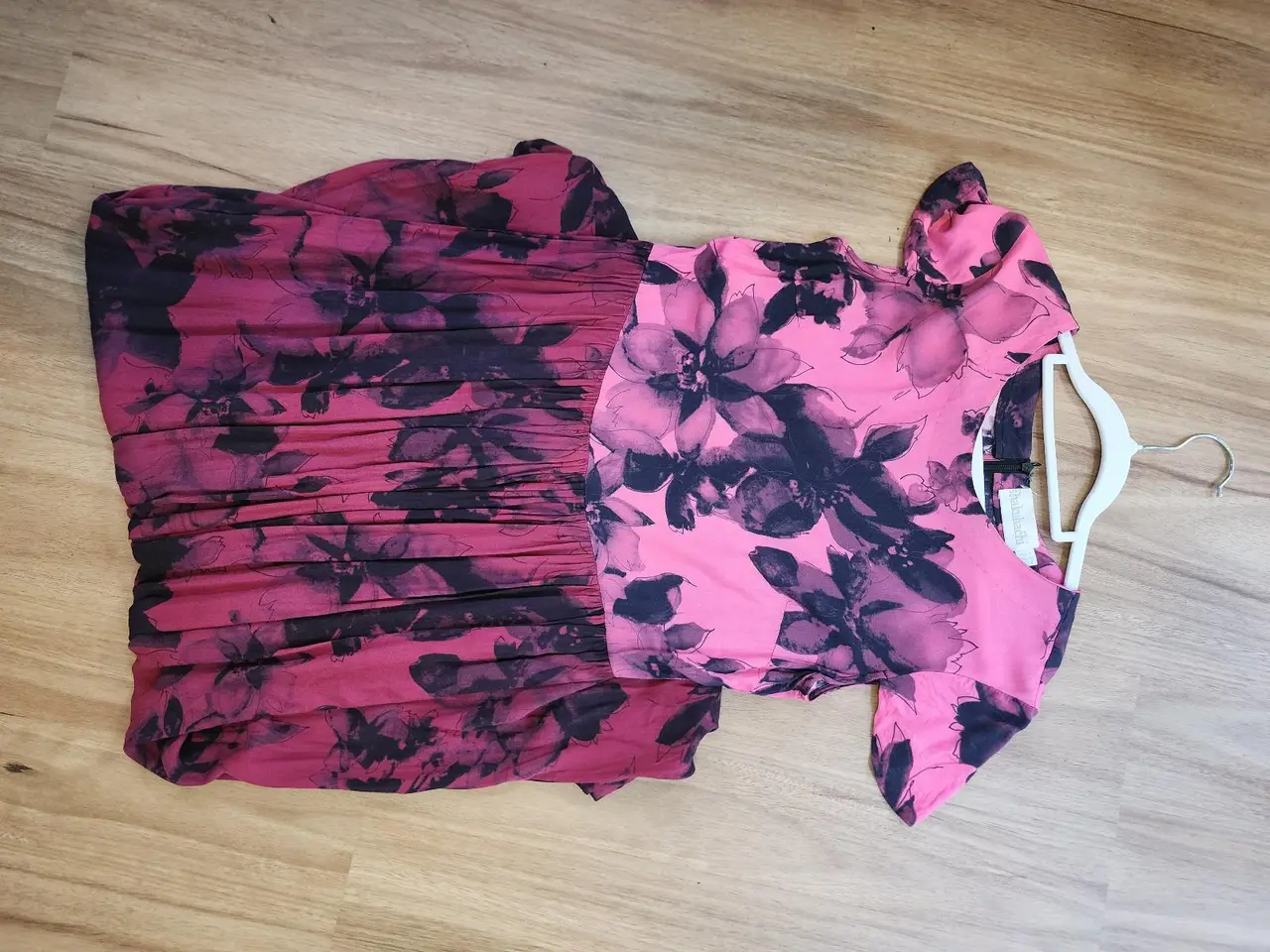 Shakuhachi Fuchsia Black Shadow Floral Y2K Grunge Maxi Dress Size 6 – photo 9
