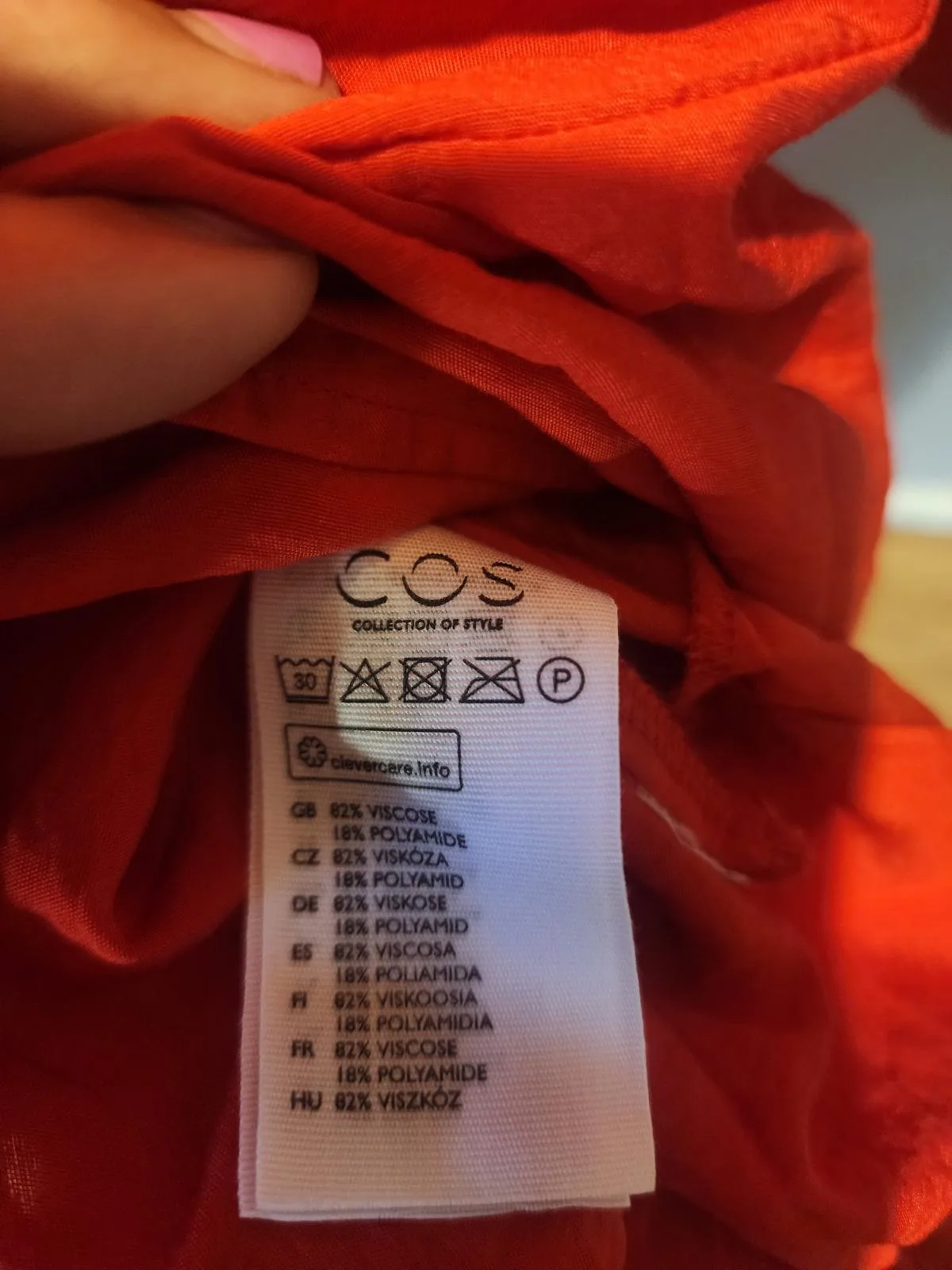 COS Oversized Textured Tunic Blouse | Coral Red Peplum Top AU 14 – photo 6