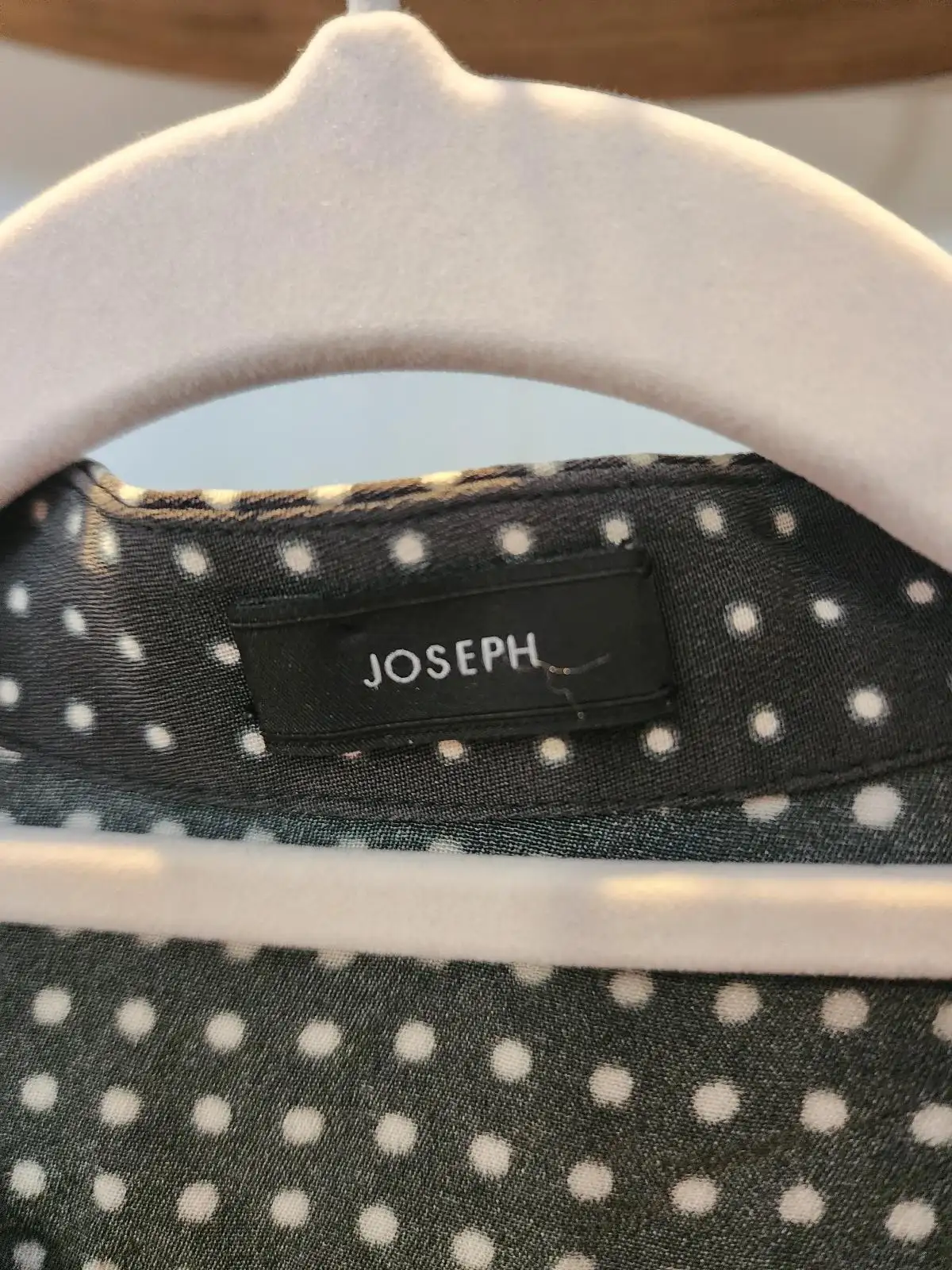 JOSEPH 100% Silk Sheer Polka Dot Shirt | Western Yoke Blouse M/12 – photo 2
