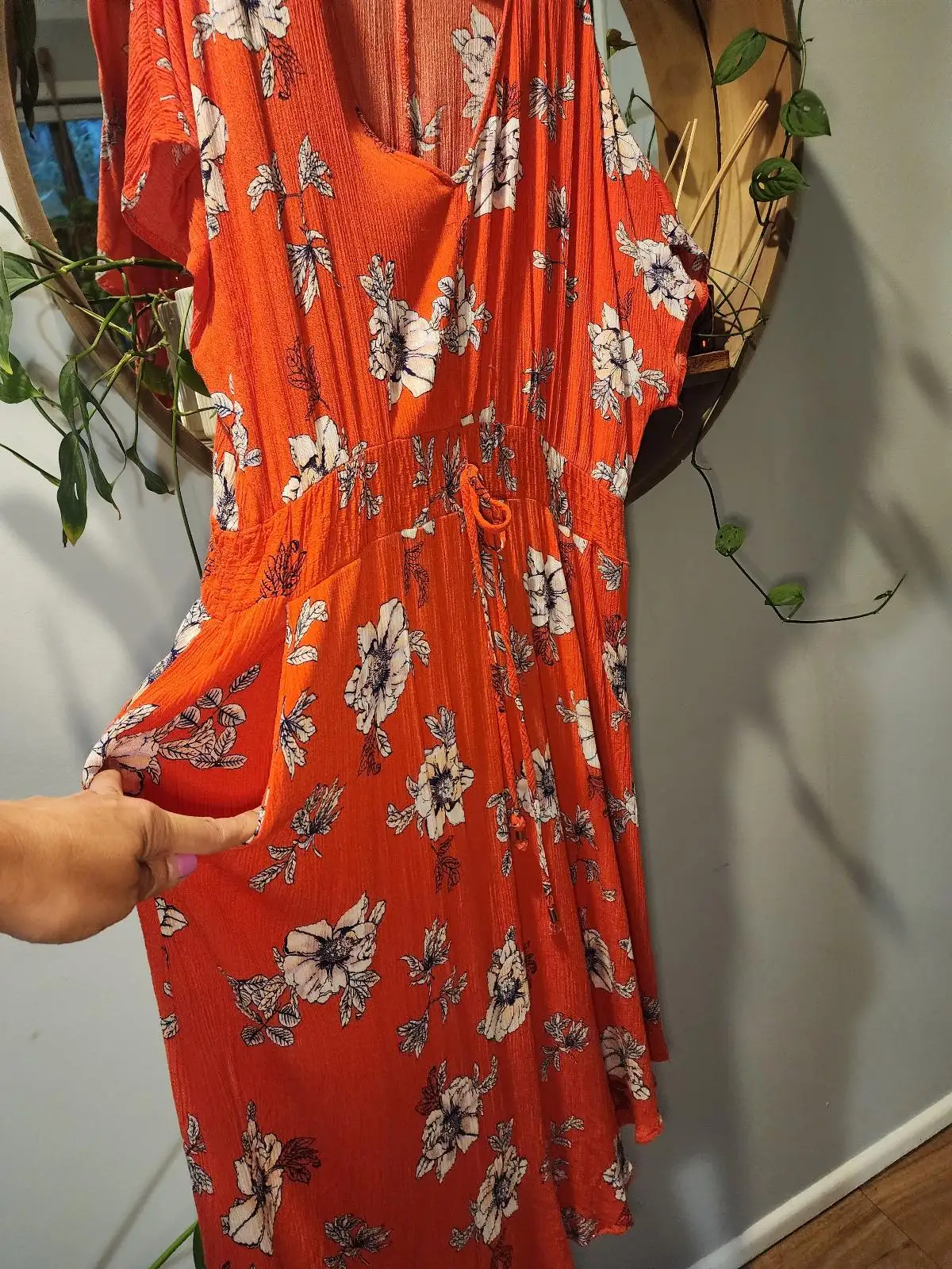 Caroline Morgan Orange Floral Tropical Casual Midi Dress Size 18 Plus Size – photo 5