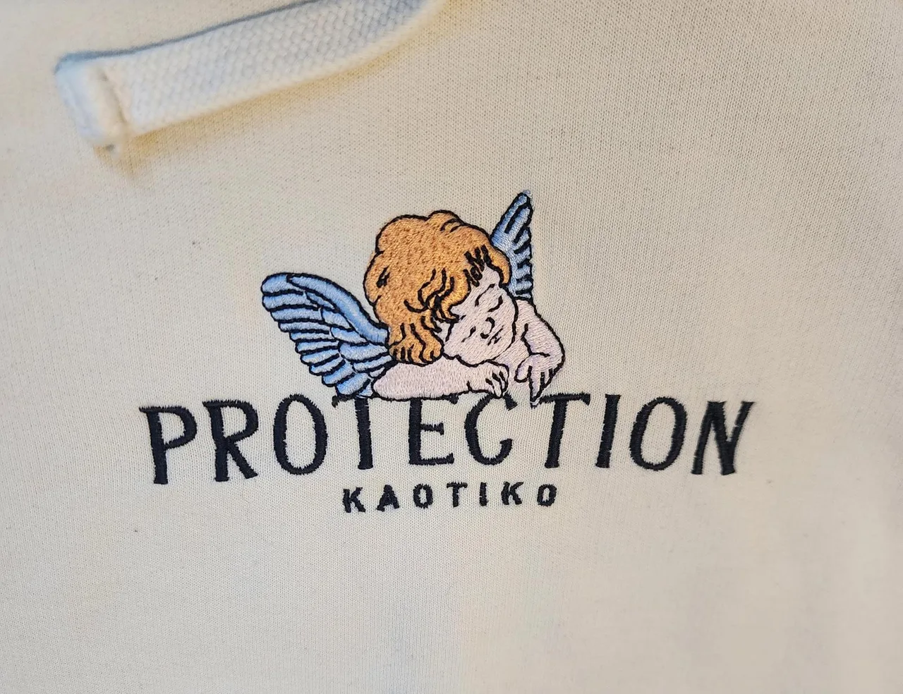KAOTIKO BCN Protection Cherub Angel Hoodie Off-White Cream Unisex Size S Small — photo 3