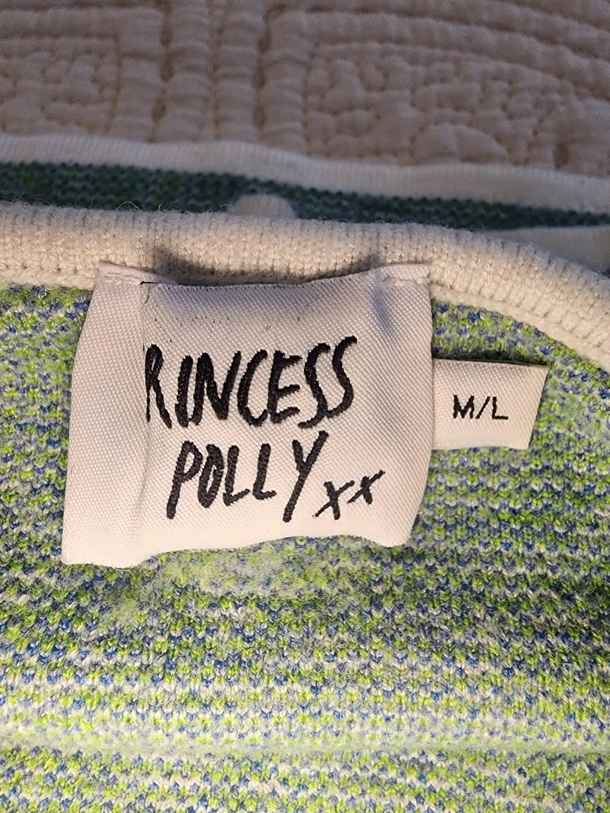 Princess Polly Floral Knit Halter Crop Top Size M L Blue Green Y2K Backless Crop – photo 4