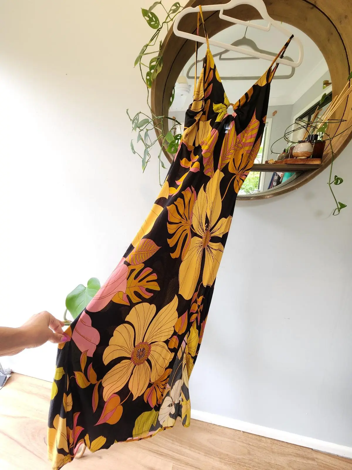 Nine Lives Bazaar Retro Floral Maxi Dress Size 10 - 12 70s Boho Resort – photo 3