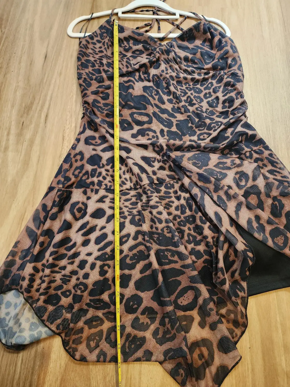 Ally Fashion NWT Leopard Y2K Baddie Mesh Ruched Halter Asymmetric Mini Dress 12 – photo 12