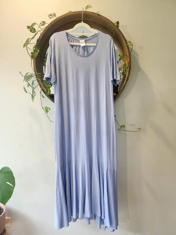 KOWTOW Periwinkle Blue Organic Cotton Drop Waist Minimalist Maxi Dress Size M