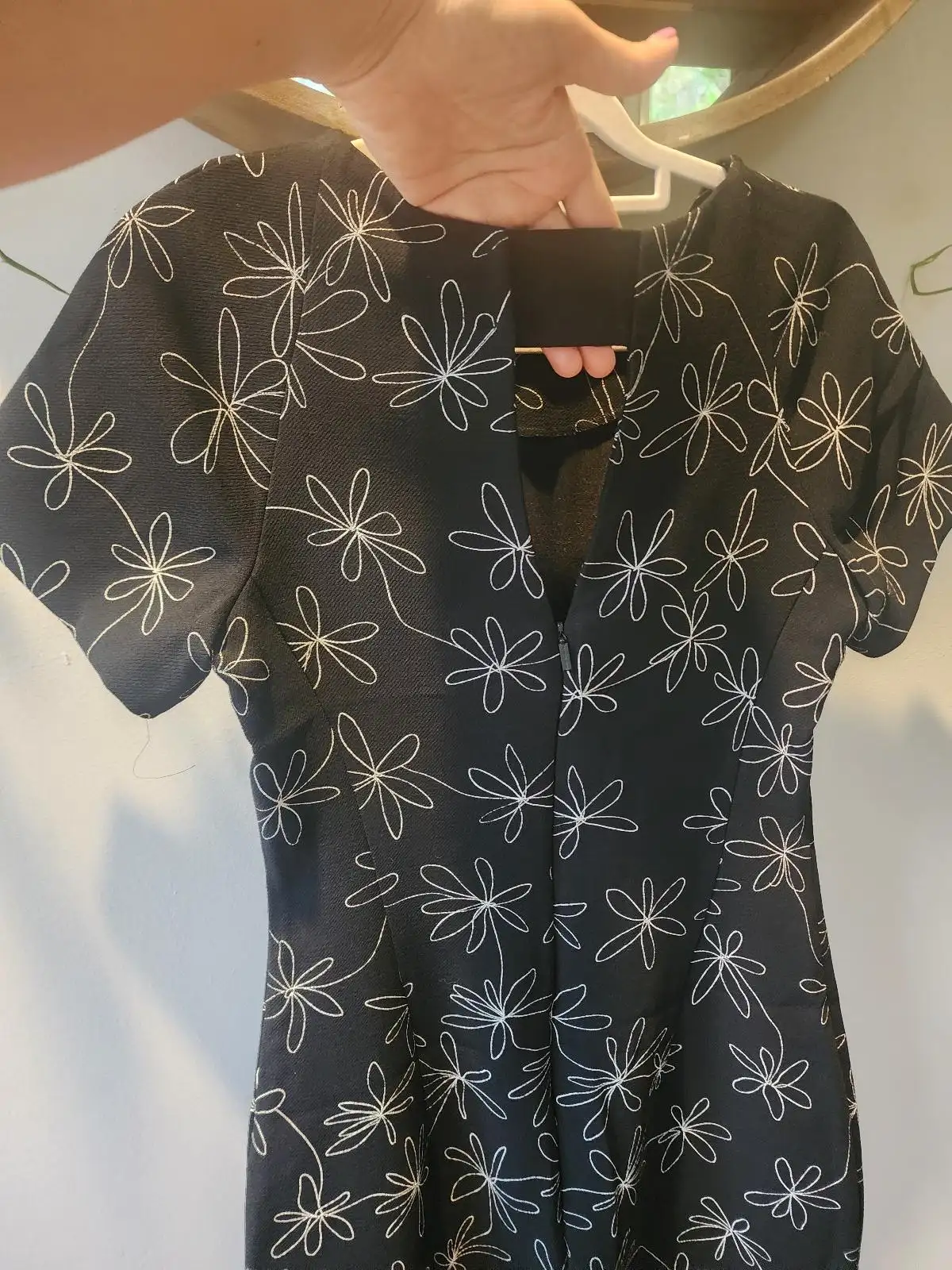 Veronika Maine Black White Floral Midi Dress Size 6 Designer Corporate Core Work – photo 2