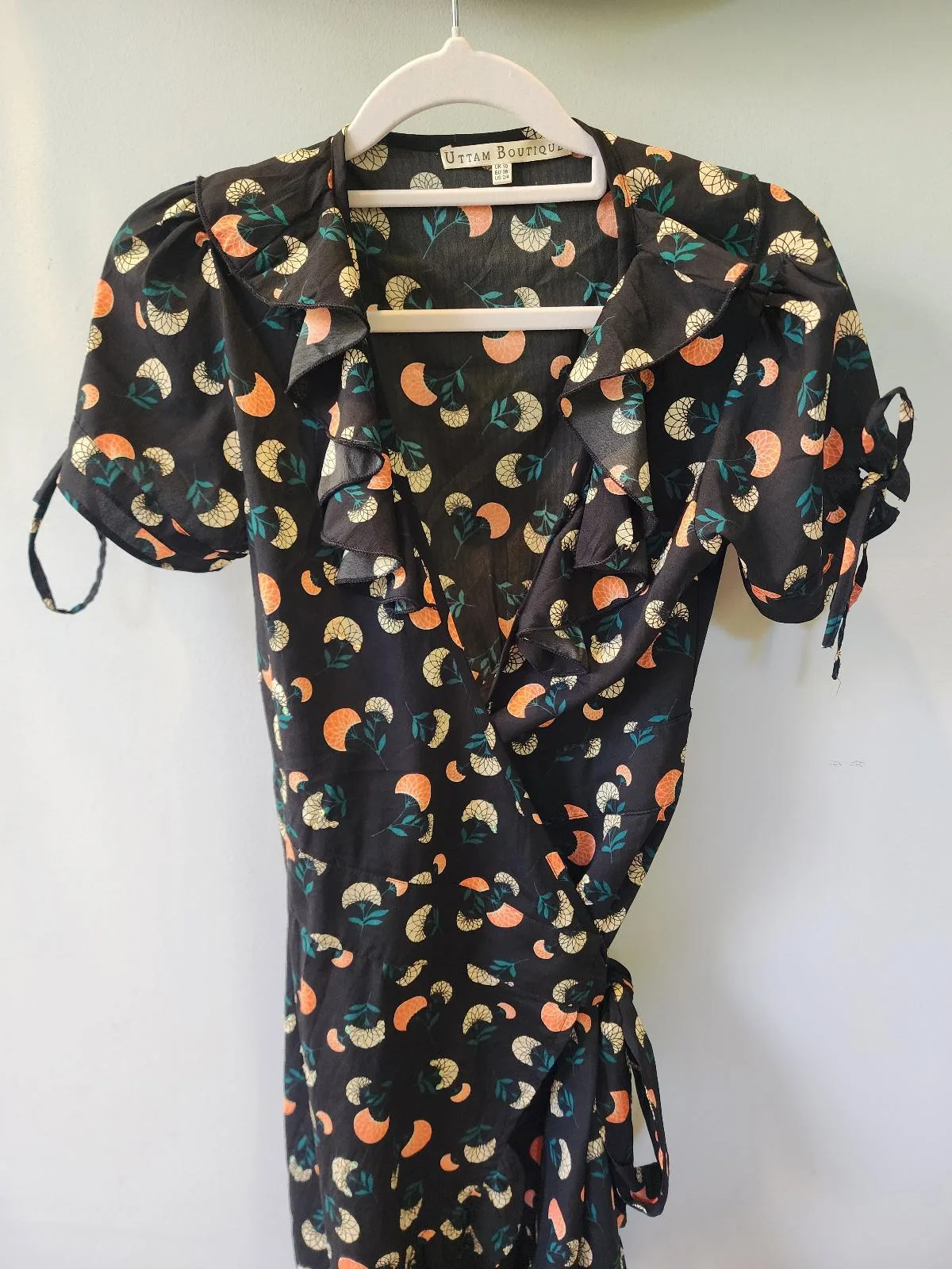 Uttam Boutique Floral Sequined Wrap Dress | Size UK 10 / US 2-4 — photo 3