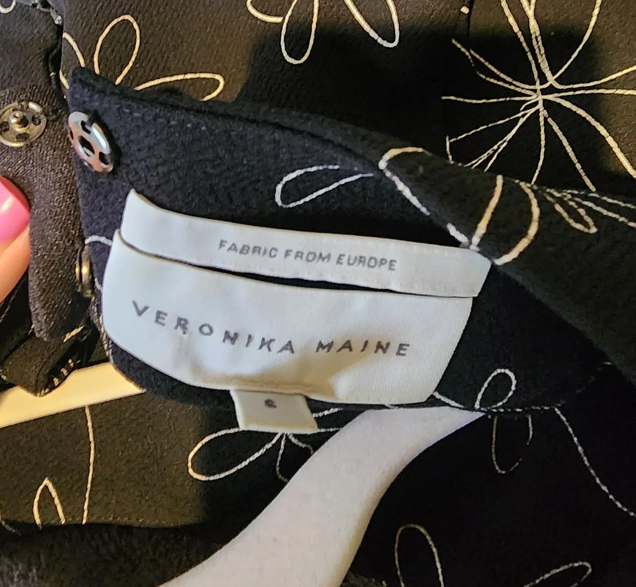 Veronika Maine Black White Floral Midi Dress Size 6 Designer Corporate Core Work – photo 4