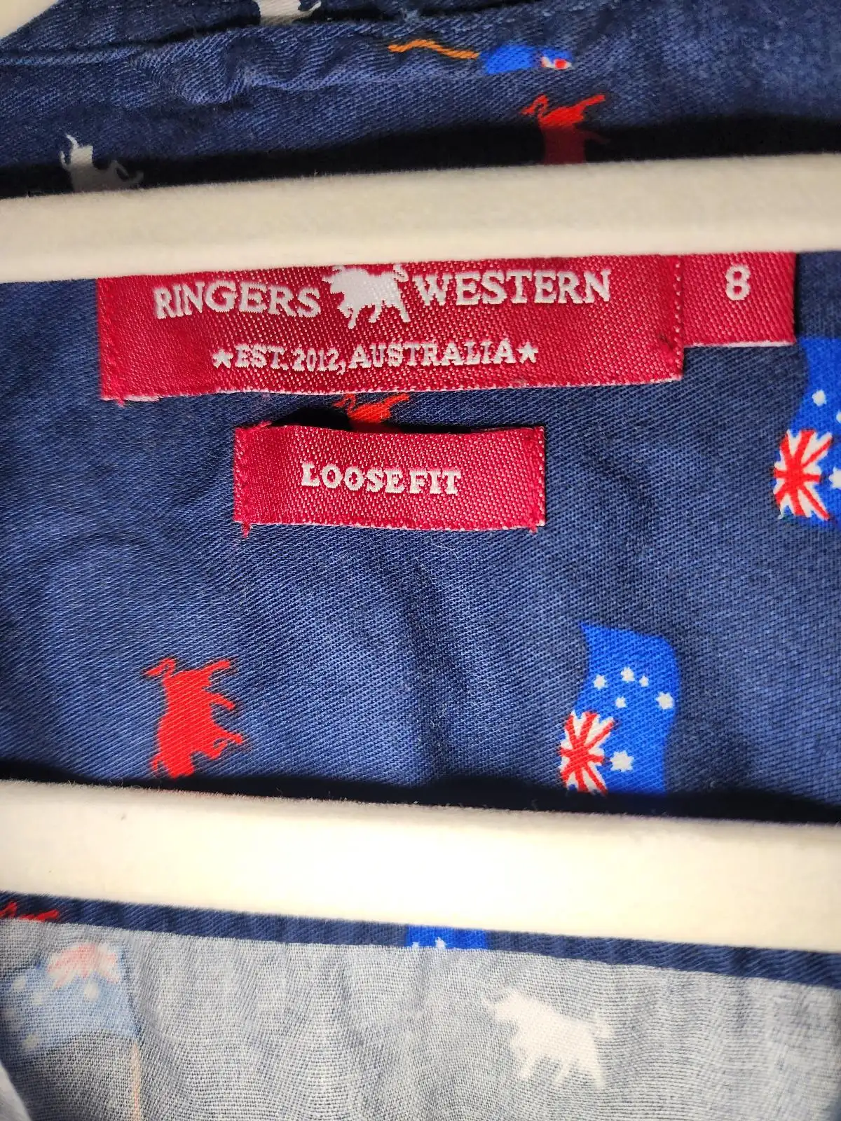 Ringers Western Country Rodeo Navy Aussie Flag Bull Sleeveless Shirt 8-10 NWT – photo 3