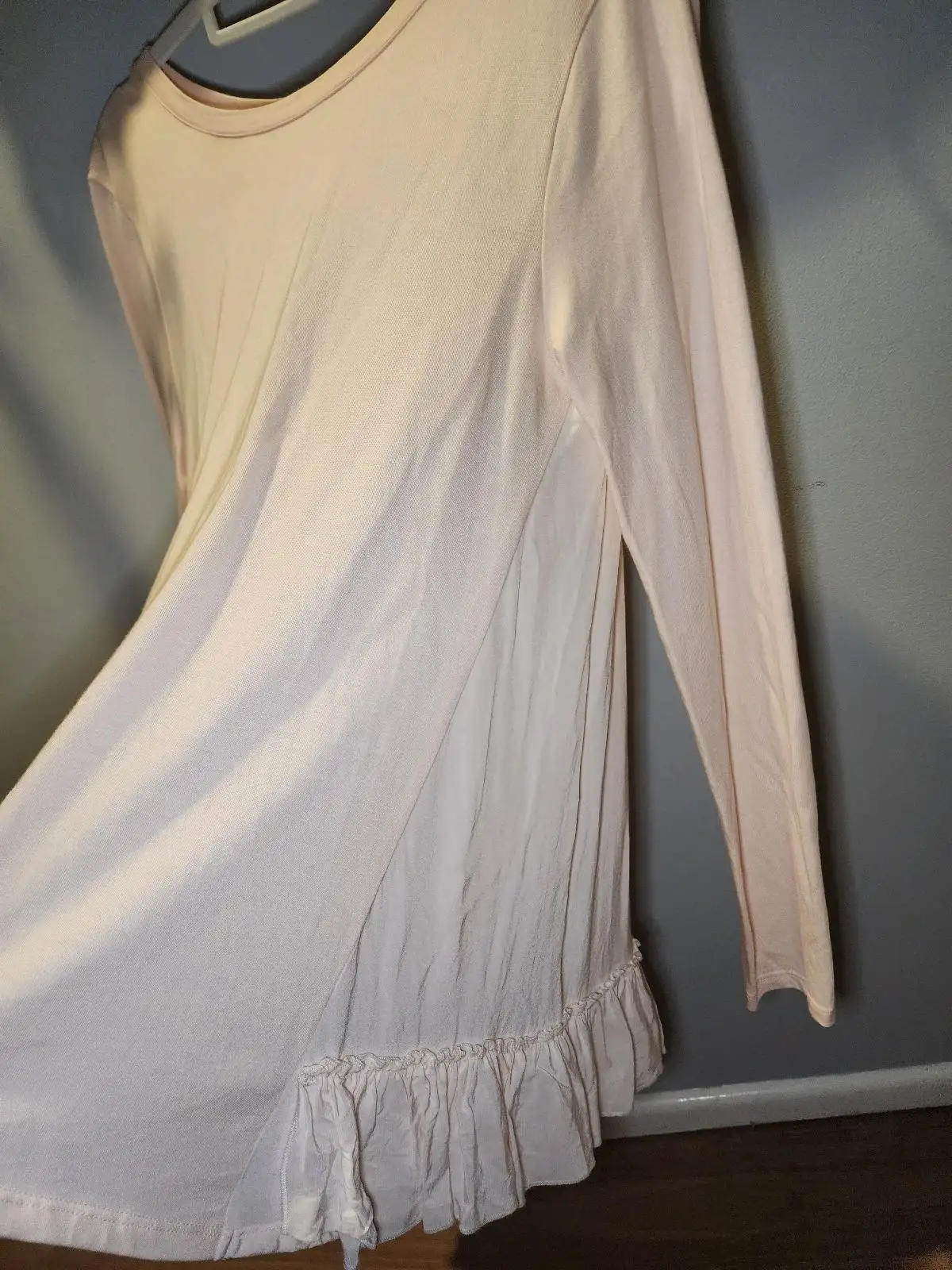 Seed Heritage Blush Pink Long Sleeve Ruffle Hem Top Size XS Pastel Swing Tunic – photo 4