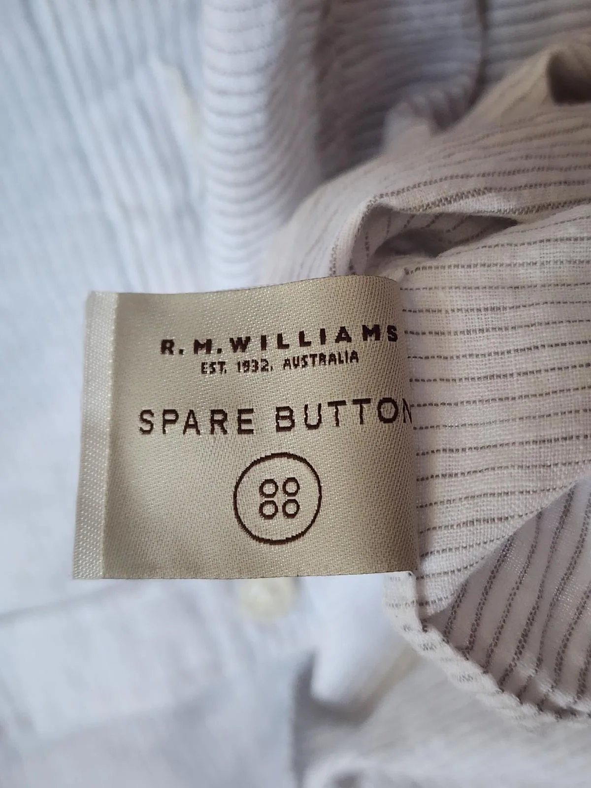 RM Williams Mens L Linen Cotton Short Sleeve Button Up Shirt Striped Grey White – photo 8