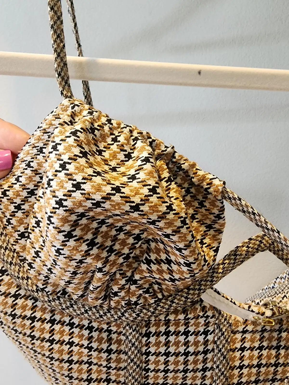 JGR & STN Houndstooth Corset Top Size 8 Tan Black Bustier Y2K Baddie Festival To – photo 7