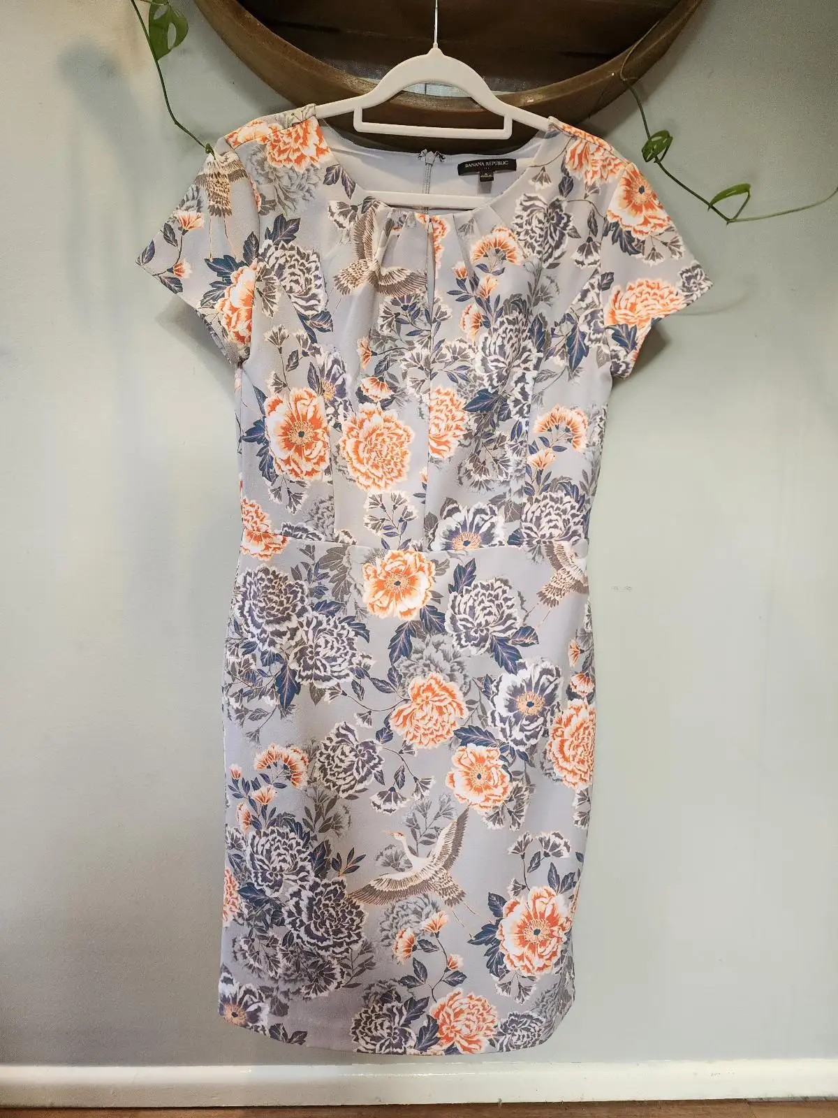 Banana Republic Oriental Keyhole Floral Crane Peony Dress Size 6 AU 10 Races Wed – photo 2