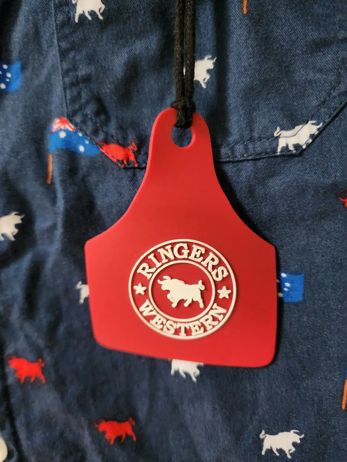 Ringers Western Country Rodeo Navy Aussie Flag Bull Sleeveless Shirt 8-10 NWT – photo 7