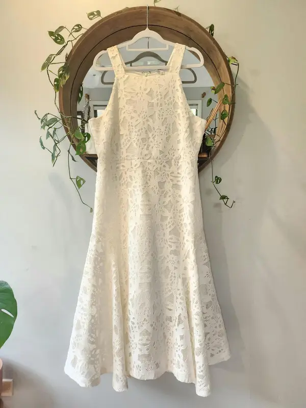 Country Road Cream White Lace Romantic Elegance Midi Dress Size 14 Bridal Cockta