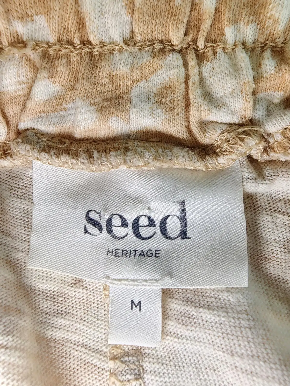 Seed Heritage Animal Print Pants Size M Cotton Tan Beige Leopard Spot Joggers Sl – photo 7