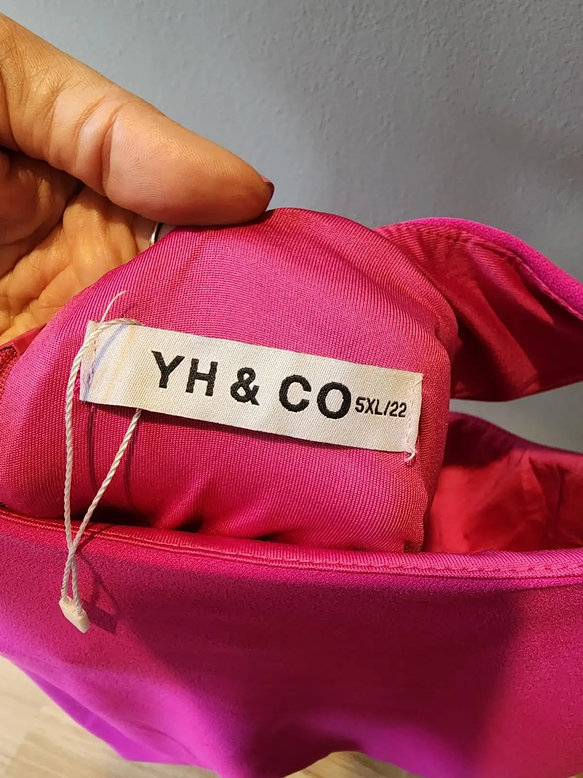 YH & Co Hot Pink Drape Front Dress Size 5XL 22 Evening Cocktail Plus Size – photo 3