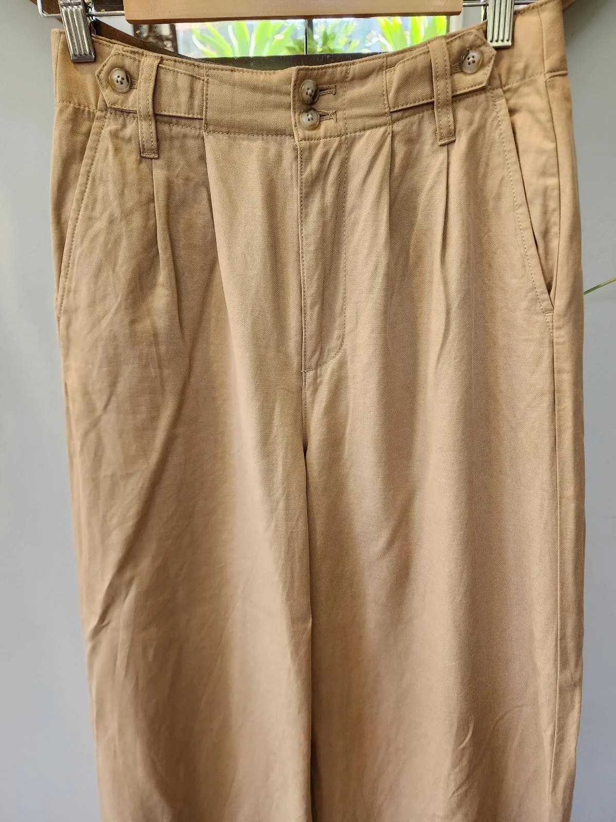 MADEWELL High-Rise Wide-Leg Pleated Chino Cotton Fair Trade Pants in Tan / Khaki – photo 3