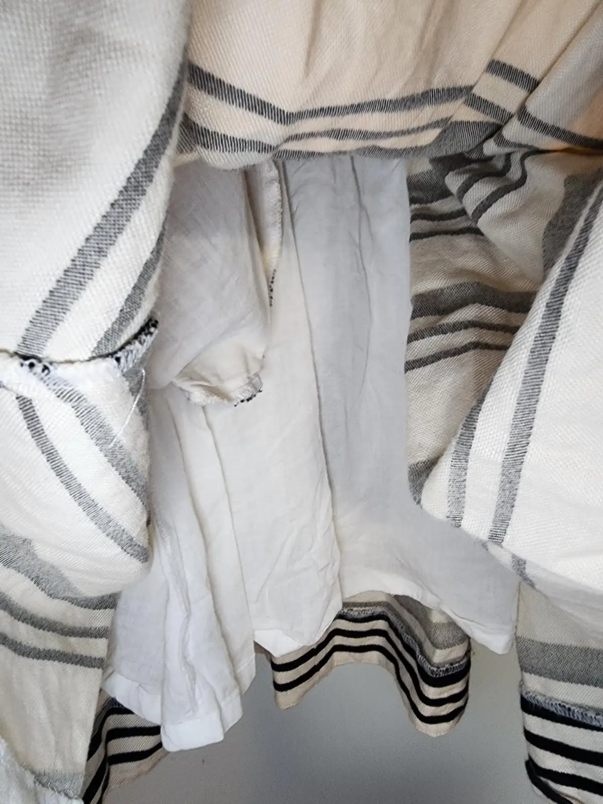 CUE Linen Cotton Striped Dress Size10 Monochrome Nautical Corporate Old Money – photo 3