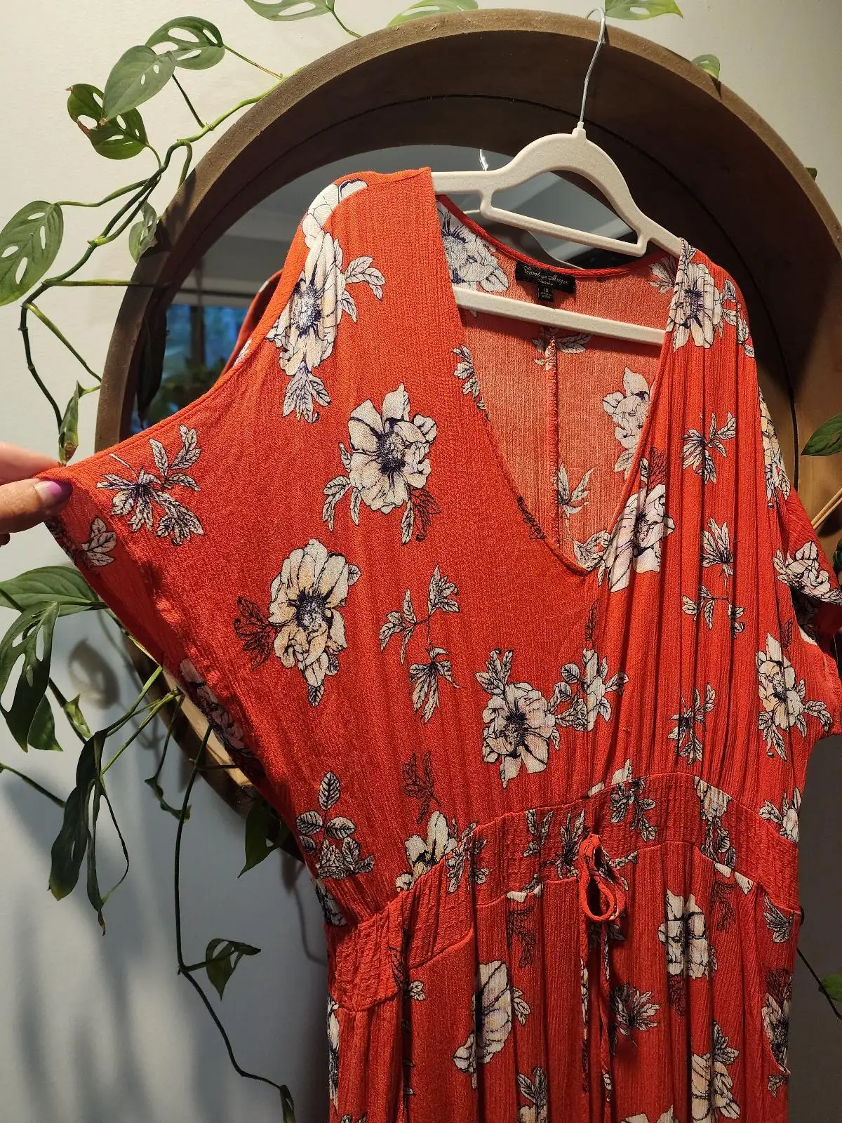 Caroline Morgan Orange Floral Tropical Casual Midi Dress Size 18 Plus Size – photo 4